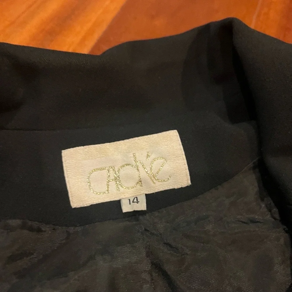 Cache Black Jacket Fringe Trim Single Button Notched Lapel‎ Blazer Western Sz 14